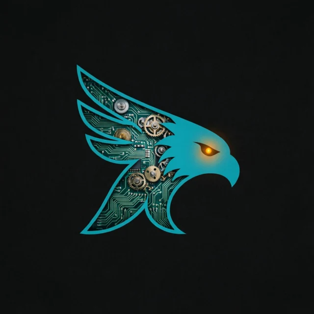 HCSA teal mechanical hawk with amber eye